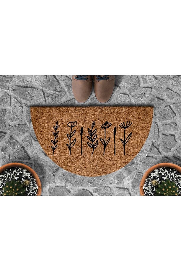 Kır Çiçekleri Kapı Önü Paspas / Yarımay Koko Paspas 40x70 - 1