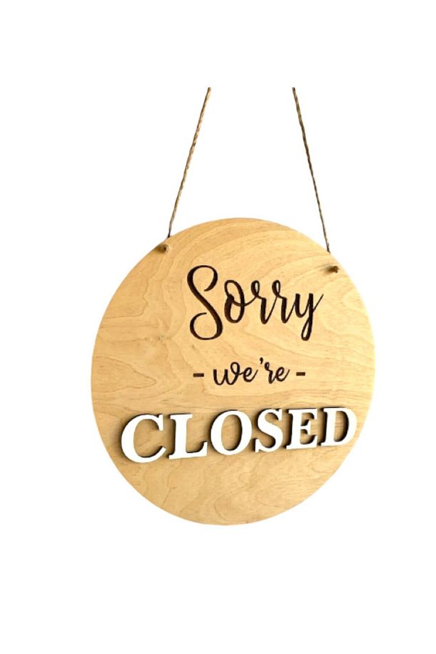 ahşap açık kapalı yazılı kapı süsü dükkan kapı süsü açığız , kapalıyız yazısı open closed - 4