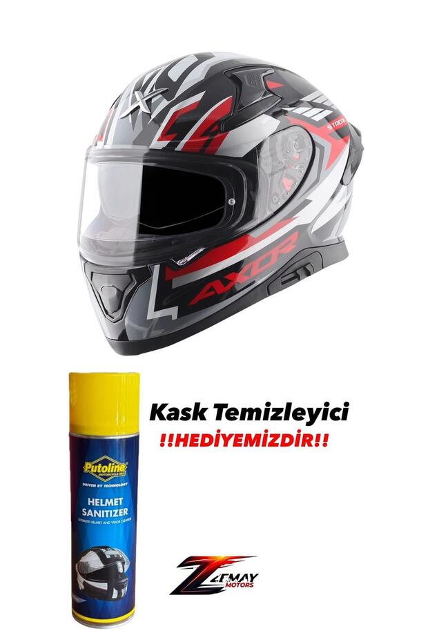 APEX/STREAK E FULL FACE PARLAK SİYAH GRİ KIRMIZI (M/C)- - 1
