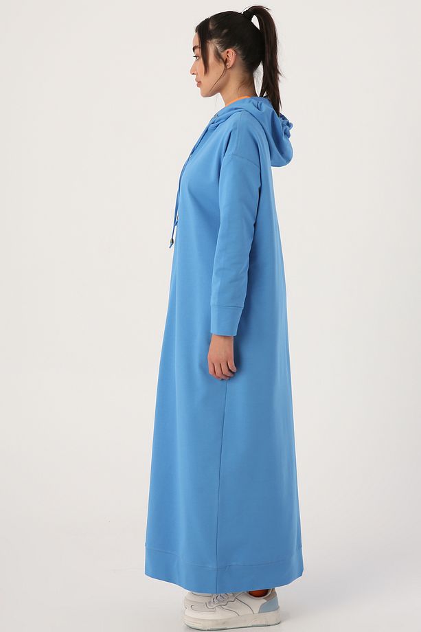 Saks Basic Kapüşonlu Örme Pamuklu Elbise - 3