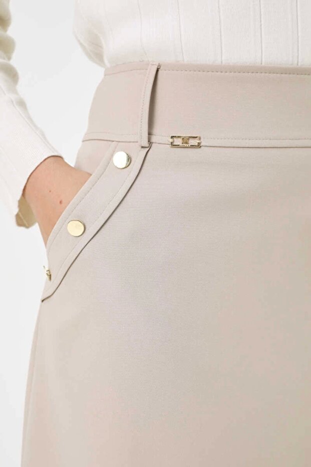 Taş Büyük Beden Düğme Detaylı Klasik Etek 2516041 - 6