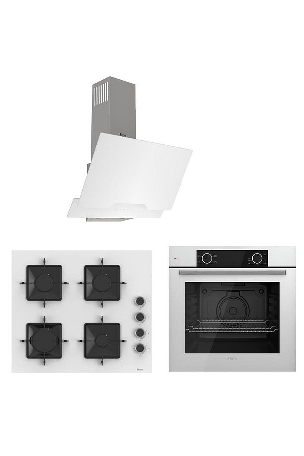 Beyaz Cam Ankastre Set D064 - SS206 Kare - XE61CB - 1