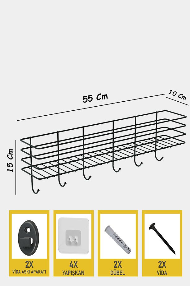 Yapışkanlı Metal Duvar Elbise Askılığı Kapı Arkası Askılık Portmanto Organizer Askı - 6