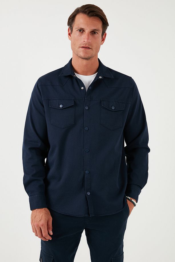 Pamuklu Regular Fit Çift Cepli Gömlek Erkek Gömlek Cf24w116927 - 6