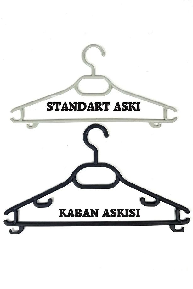 Kalın Elbise Askısı Kalın Kaban Mont Askısı Kırılmaz 12 Adetli Set Beyaz DE227 - 2