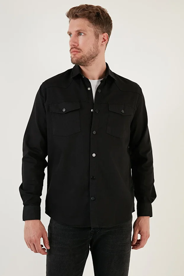Pamuklu Regular Fit Çift Cepli Gömlek Erkek Gömlek Cf24w116927 - 5