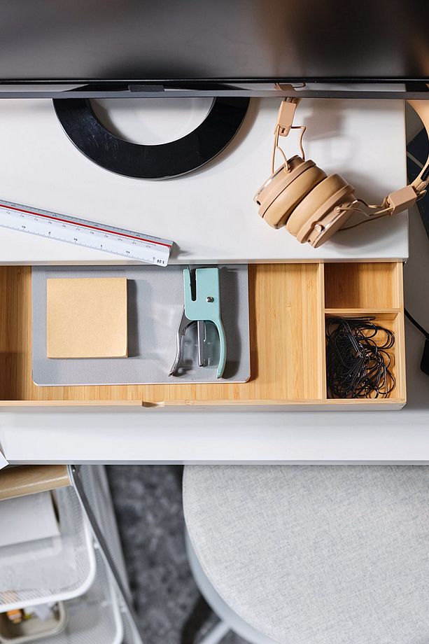 Monitör Yükseltici Stand Çekmeceli Organizerli Monitör Sehpası Metal Bambu BE001 - 6