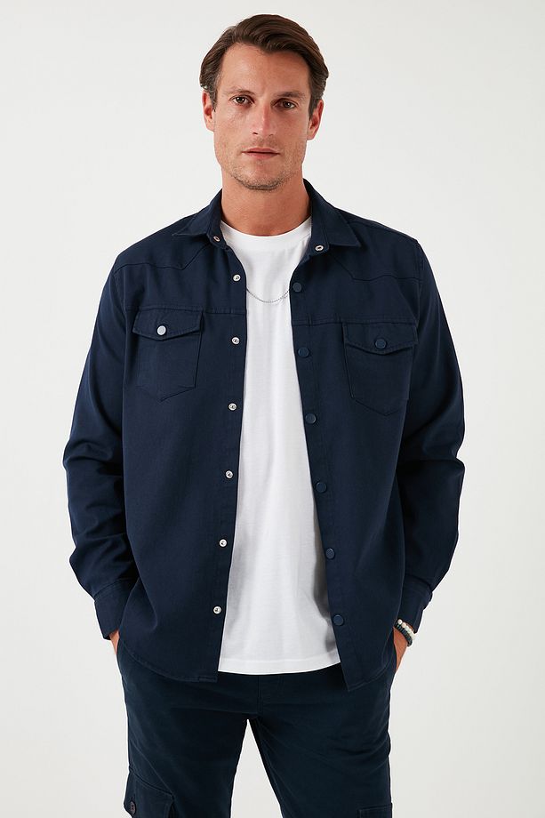 Pamuklu Regular Fit Çift Cepli Gömlek Erkek Gömlek Cf24w116927 - 5