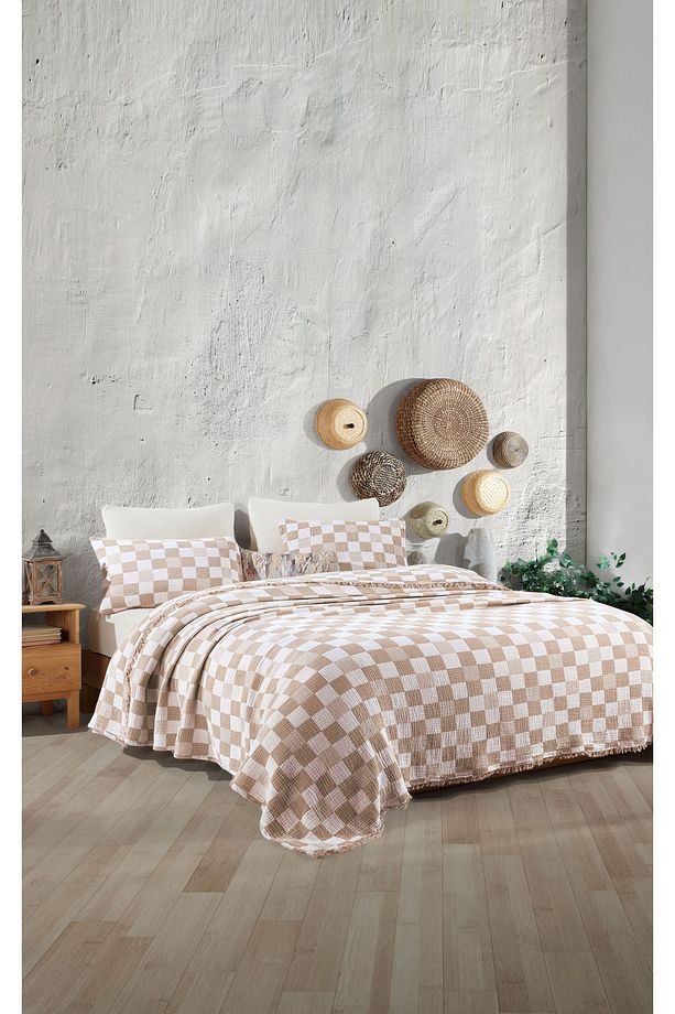 %100 Pamuk Tek Kişilik 160 X 240cm Yatak Örtüsü/1 Adet 50x70cm Yastık 4 Katlı Multi Muslin - 2