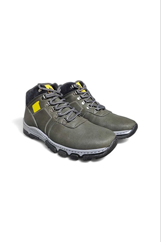 Non-slip hard gear edges stitched sole fleece-lined nubuck leather mountaineer outdoor