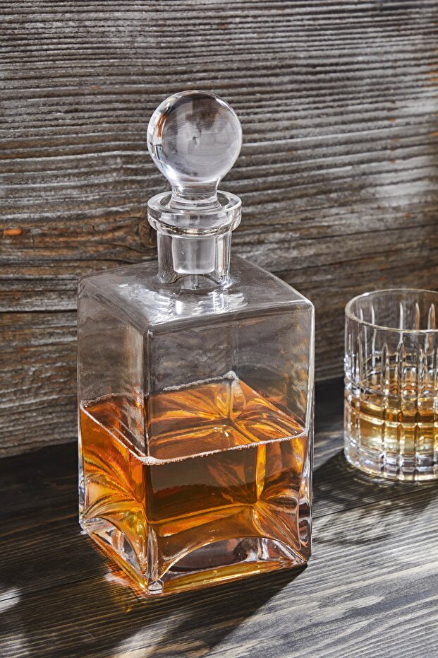 Selen Concept Polo Model El Yapımı Cam Kare Karaf Viski Ve Meşrubat Şişesi - 2