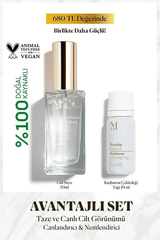 Saf Gül Suyu 50 ml Kuşburnu Çekirdeği Yağı 10 ml - 1