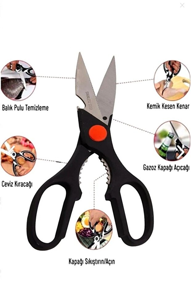 مقص مطبخ حاد للغاية متعدد الأغراض، مقص لحم الدجاج والخضروات - 4