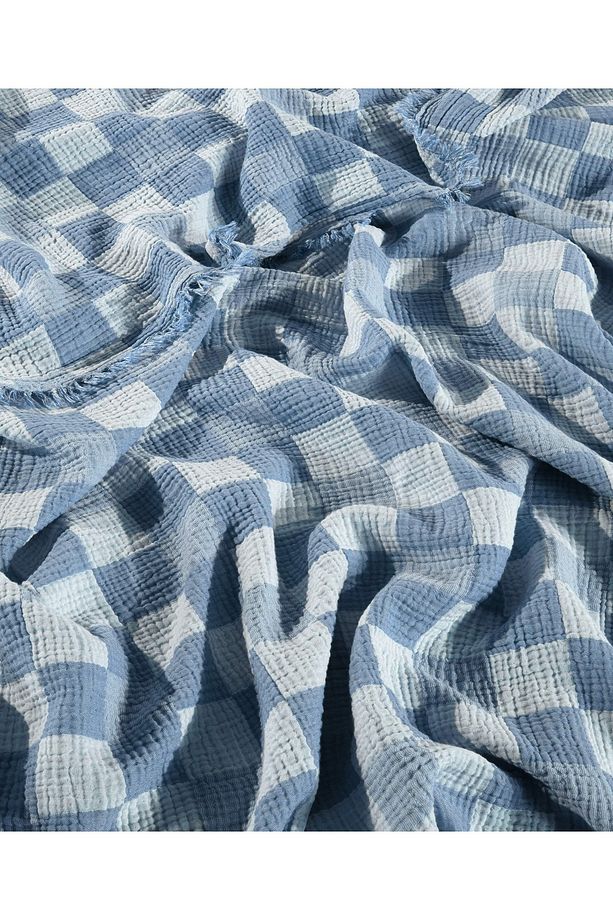 %100 Pamuk Tek Kişilik 160 X 240cm Yatak Örtüsü/1 Adet 50x70cm Yastık 4 Katlı Multi Muslin - 5