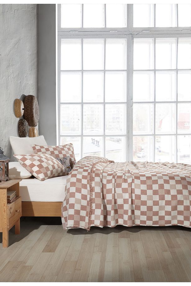 %100 Pamuk Tek Kişilik 160 X 240cm Yatak Örtüsü/1 Adet 50x70cm Yastık 4 Katlı Multi Muslin - 3