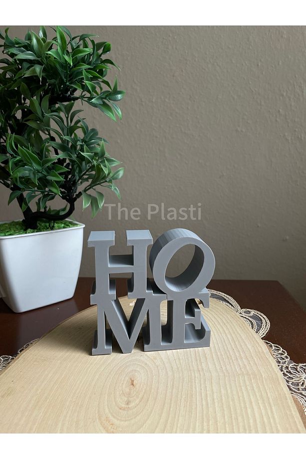 Home Yazılı Dekoratif Biblo Ve Masaüstü Dekor Gri 10 Cm X 10 Cm Boyut - 4