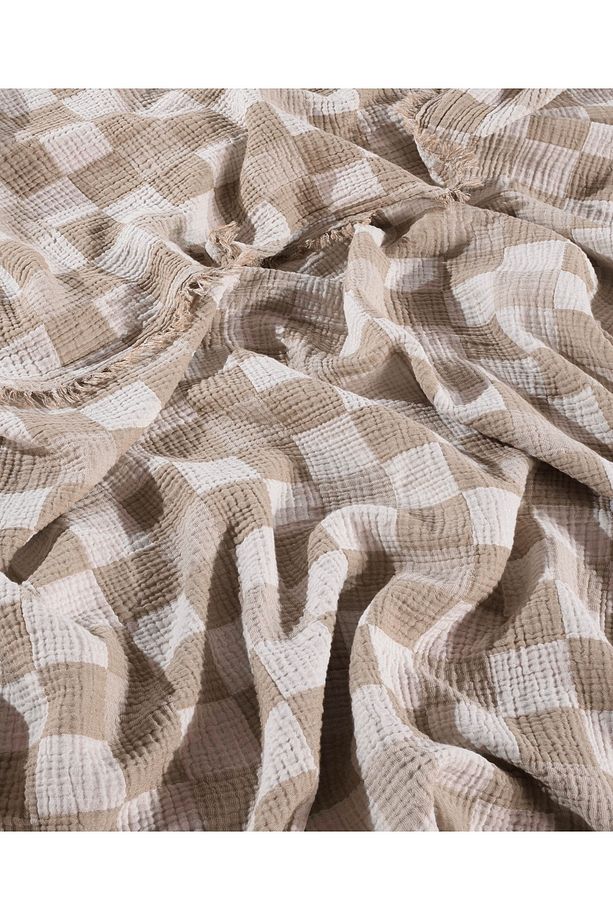 %100 Pamuk Tek Kişilik 160 X 240cm Yatak Örtüsü/1 Adet 50x70cm Yastık 4 Katlı Multi Muslin - 5