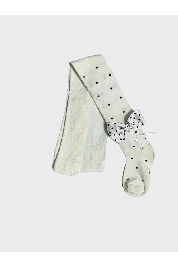 Girl's Cotton Bow Ecru Washed Perfumed Soft Textured Pantyhose