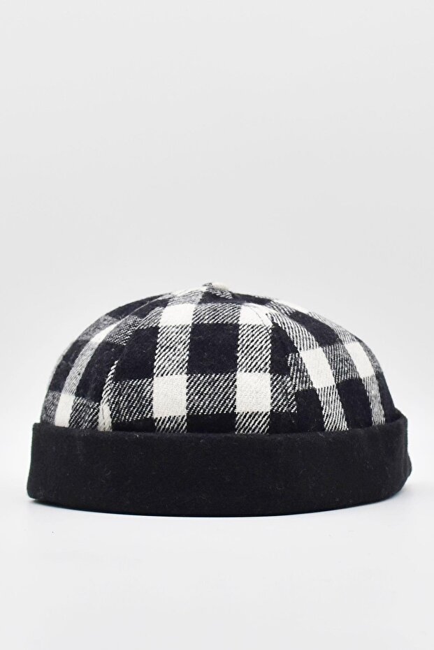 Short Wool Beret Lumberjack Patterned Hipster Docker Hat - 2