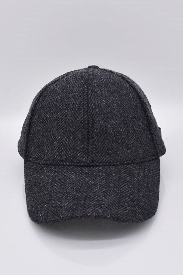قبعة صوفية للرجال ذات تصميم Houndstooth - رمادي - 2