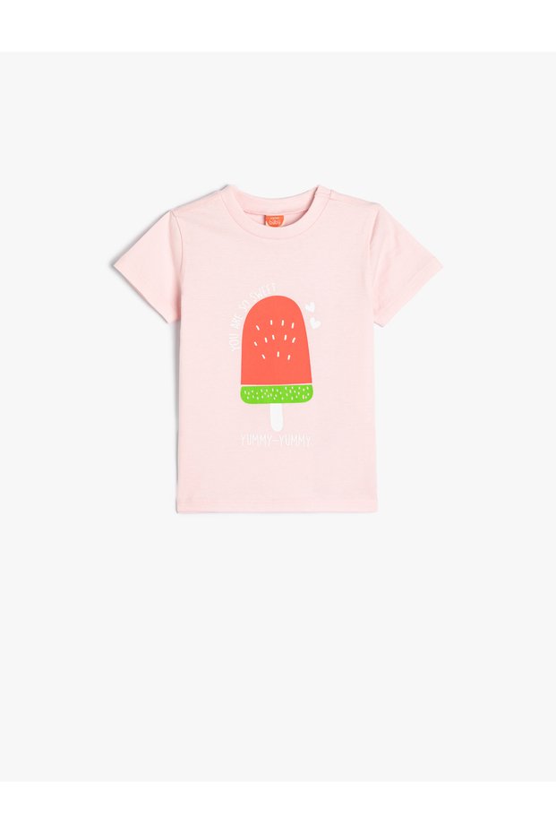 Ice Cream Printed Short Sleeve Crew Neck T-Shirt