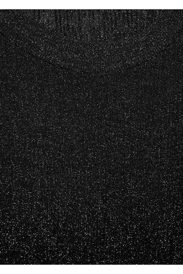 Yuvarlak yakalı simli kazak - 7