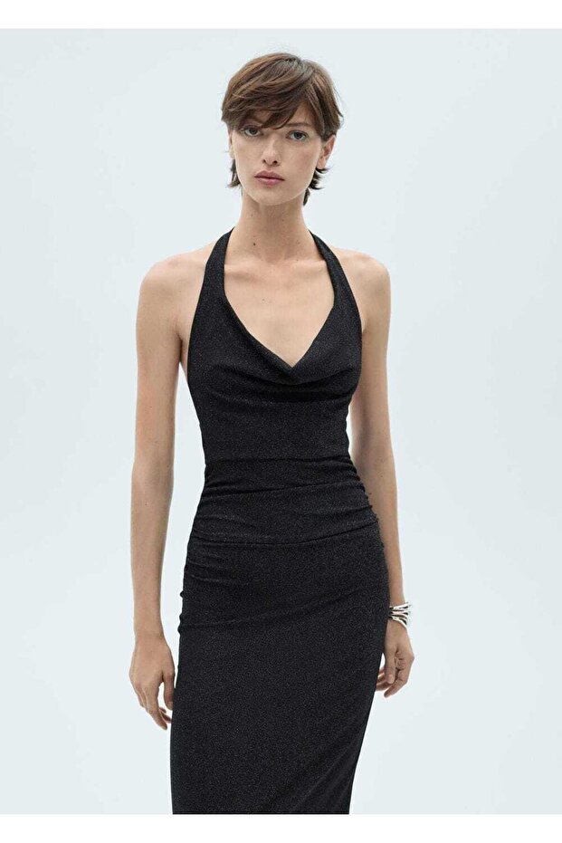 Drape yaka lureks elbise - 1