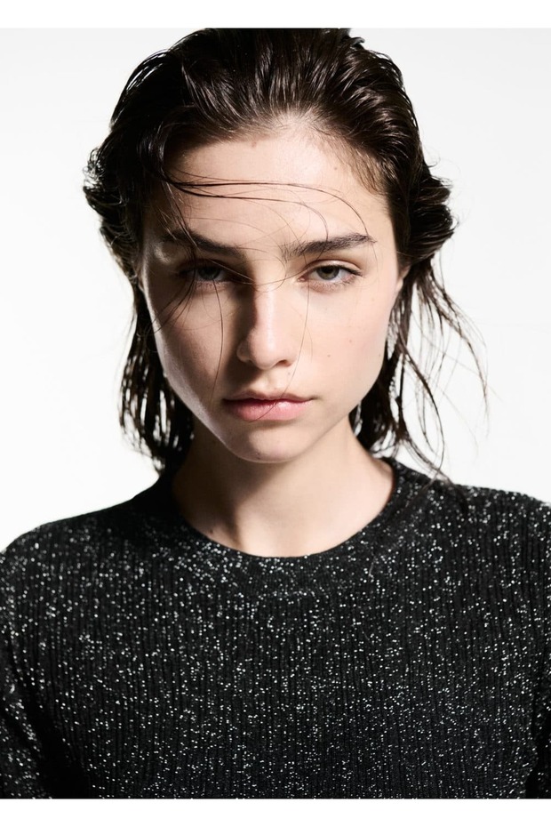 Yuvarlak yakalı simli kazak - 8