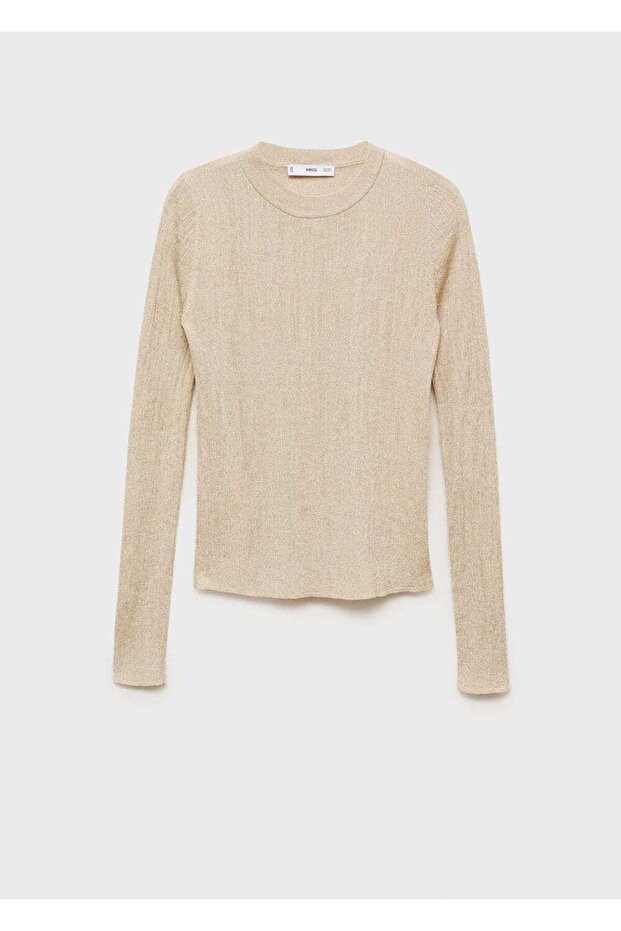 Yuvarlak yakalı simli kazak - 3