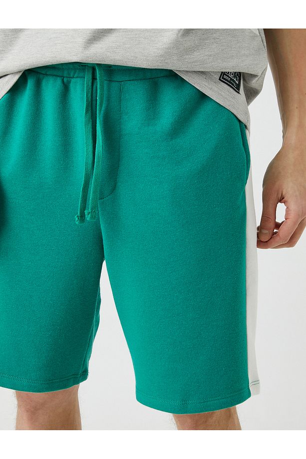 Slim Fit Şeritli Şort - 5