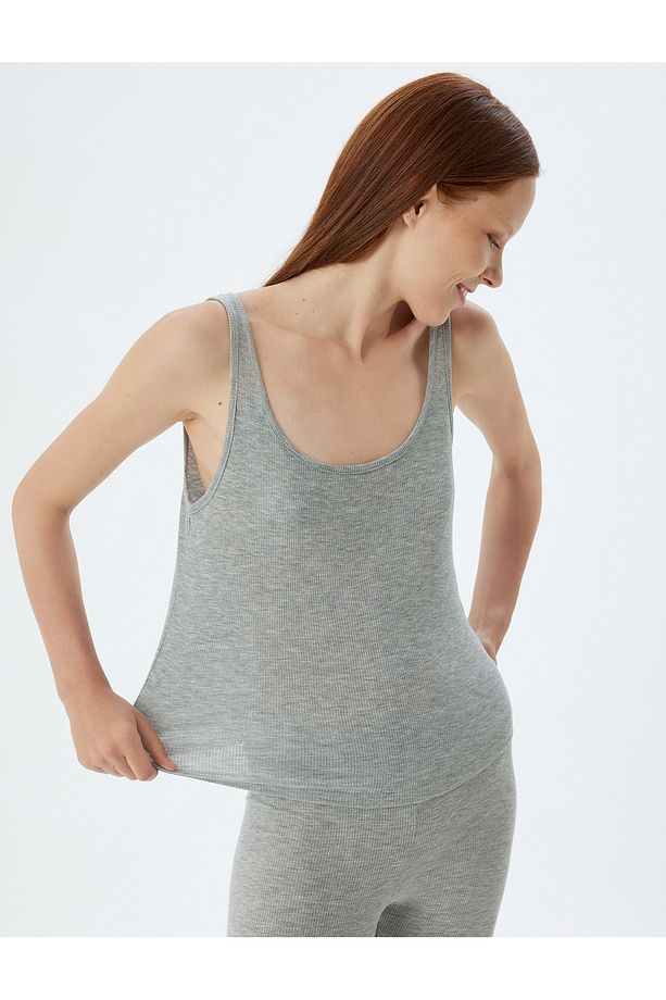 Fitilli Atlet Pijama Üstü Kalın Askılı U Yaka - 1