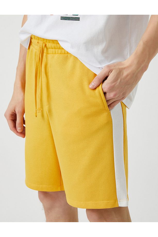 Slim Fit Şeritli Şort - 5