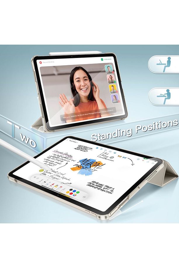 İpad Air 13inç M2 Uyumlu Kılıf Akıllı Smart Uyku Modlu Standlı Arkası Renkli Kapaklı A2898 2899 2900 - 8