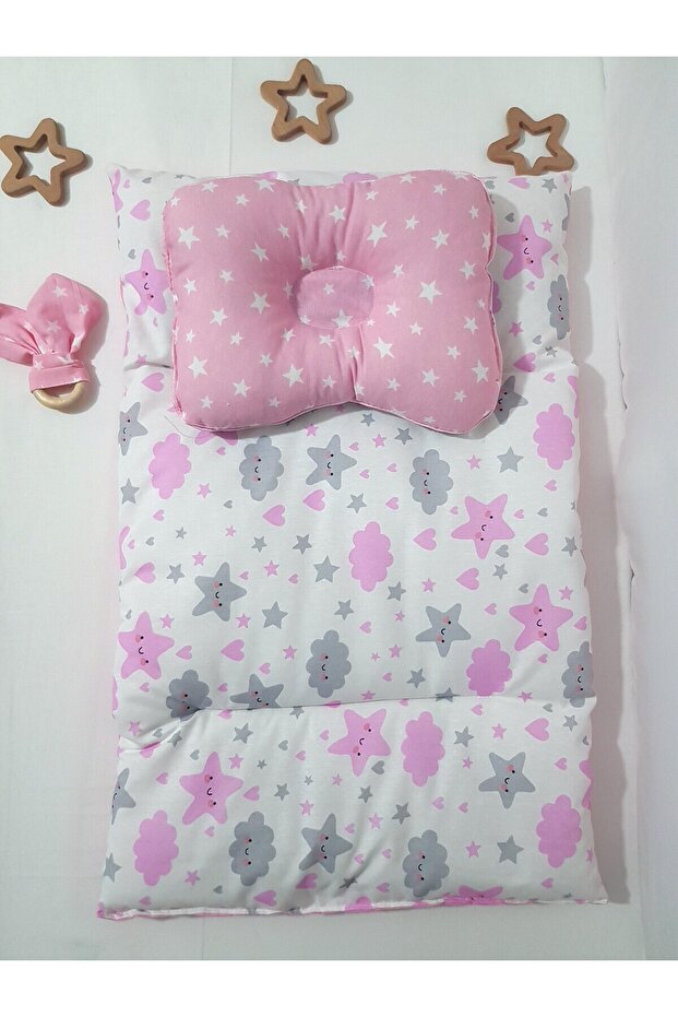 Double Sided Pink Cloud Gift - Bottom Opening Cushion, Head Correction Pillow and Teether