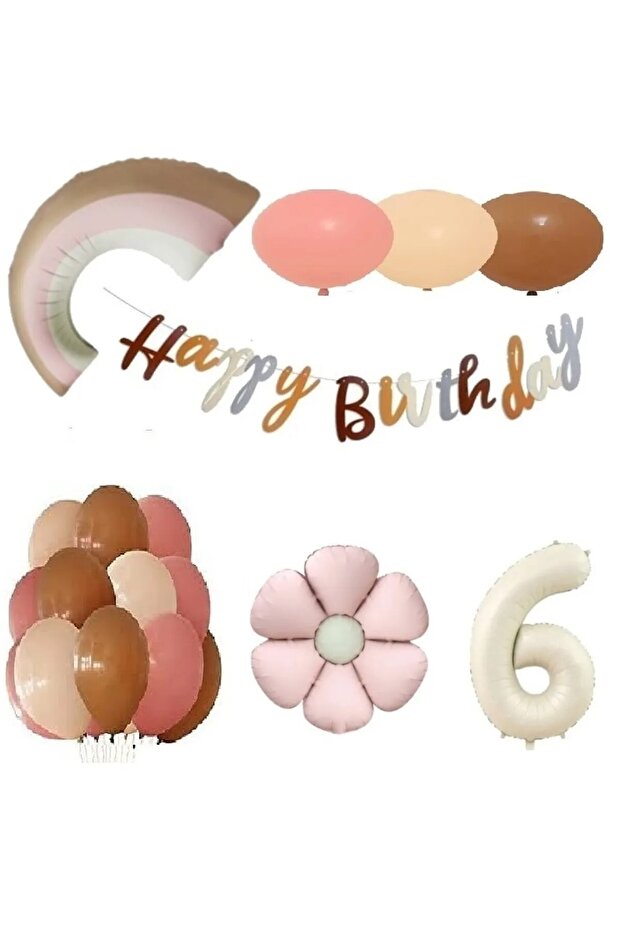 Pink Daisy Foiled Retro Age Ballon Birthday Party Set Decoration