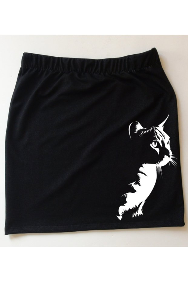 Cats Above-Knee Skirt / Black