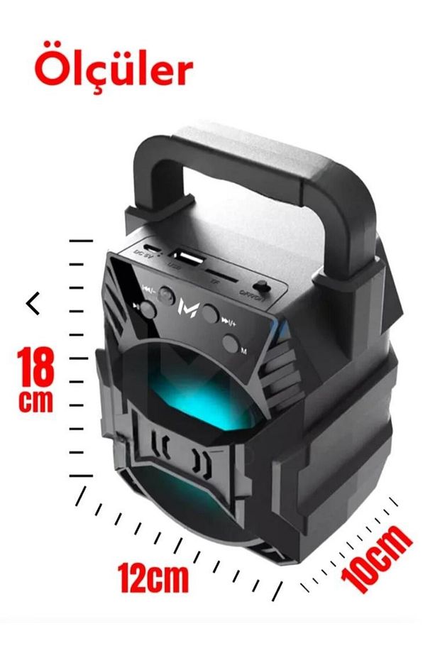 Güçlü Bass ve Renkli LED Işıklı Yüksek Ses Kaliteli Bluetooth Speaker - 3