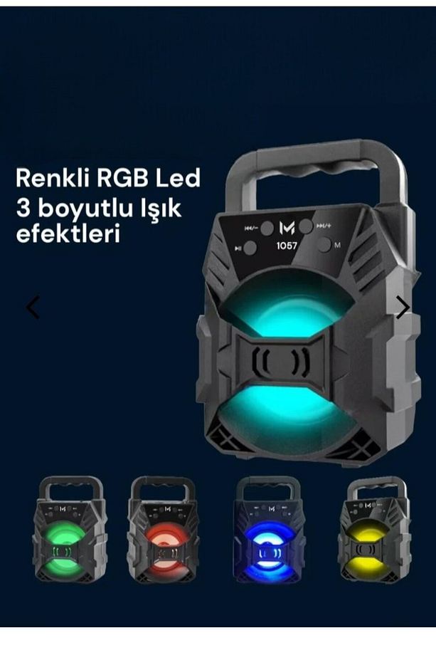 Güçlü Bass ve Renkli LED Işıklı Yüksek Ses Kaliteli Bluetooth Speaker - 4