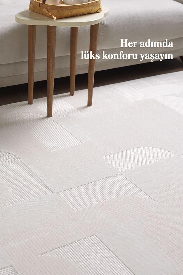 Kolay Temizlenebilir Yumuşak Dokulu Kaymaz Taban Şık Sisal Krem Oturma Odası Ve Salon Halısı - 3