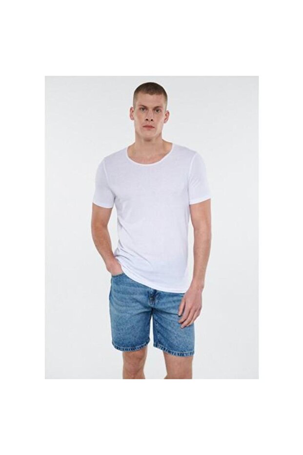 White Men's T-Shirt m with Collar Detail 064019 -620