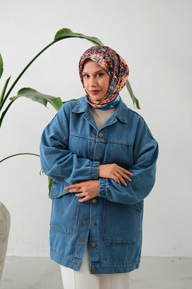 Çapraz cep kot ceket - 3