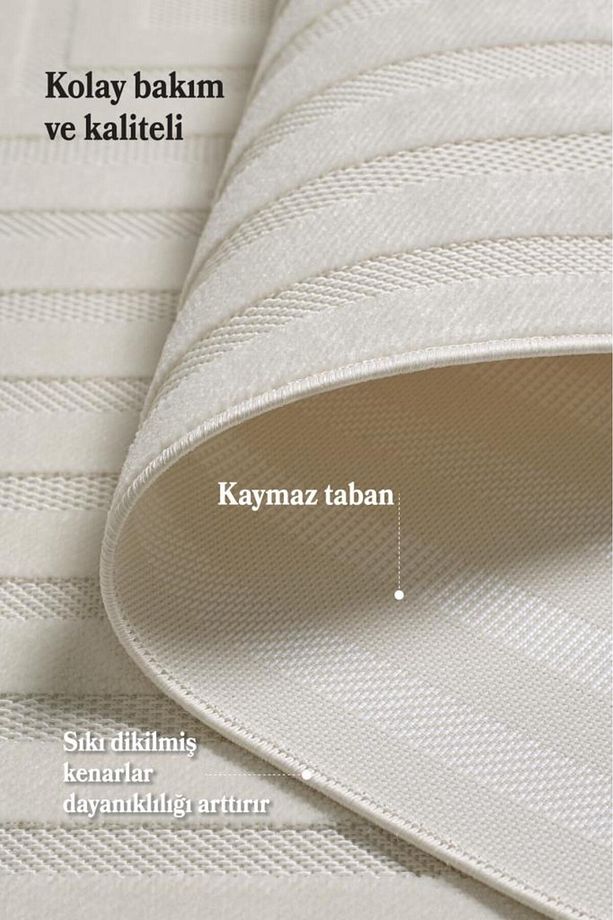Sisal Krem Oturma Odası Halısı Kolay Temizlenebilir Yumuşak Dokulu ve Kaymaz Taban Şık Salon Halısı - 5
