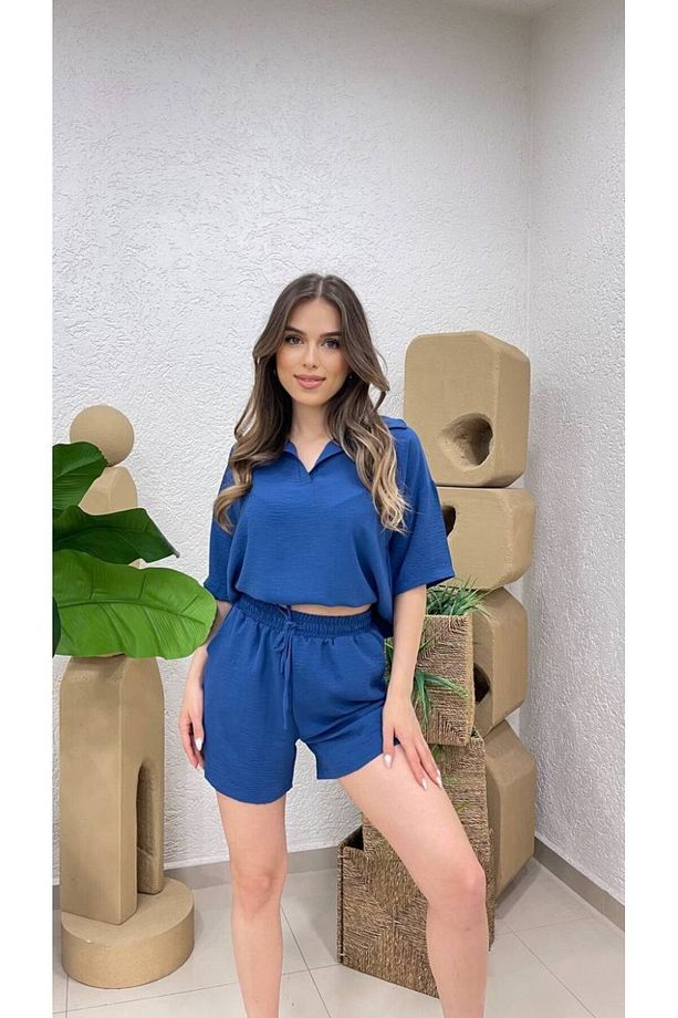 Gül Detaylı Gömlek Şort Takım - 3