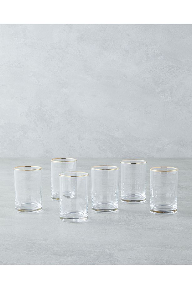 Glint Cam 6'lı Kahve Yanı Bardak 125 ml Gold - 1