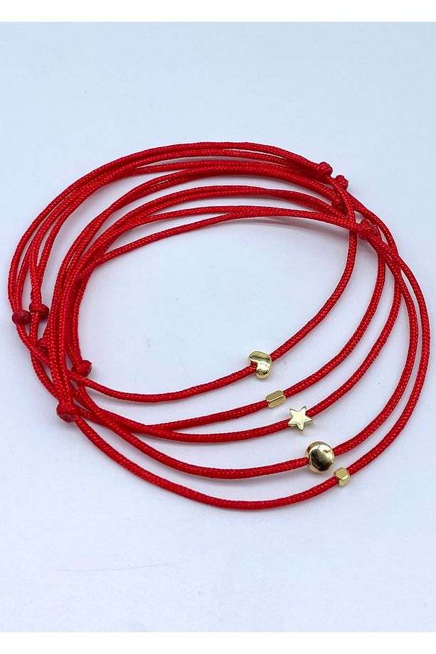 5’li Minimal Kırmızı Ip Red String Of Fate Halhal Seti - 1