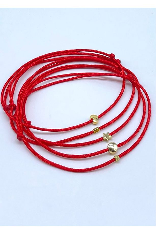 5’li Minimal Kırmızı Ip Red String Of Fate Halhal Seti - 2