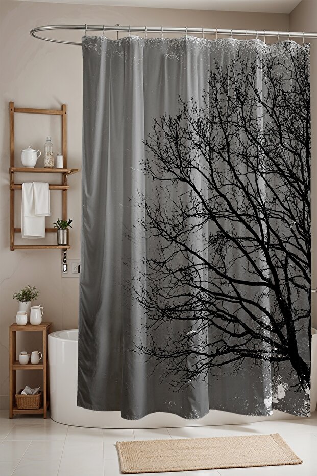 Bathroom Curtain, Tree Branches Pattern Shower Curtain, Bathtub Curtain 175X200Cm