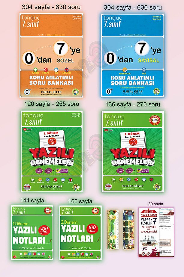7. Sınıf 1. 2. Dönem Yazılı Denemeleri Notları 0'dan 7'ye Konu Anlatımlı Soru Bankaları Tüm Dersler - 1