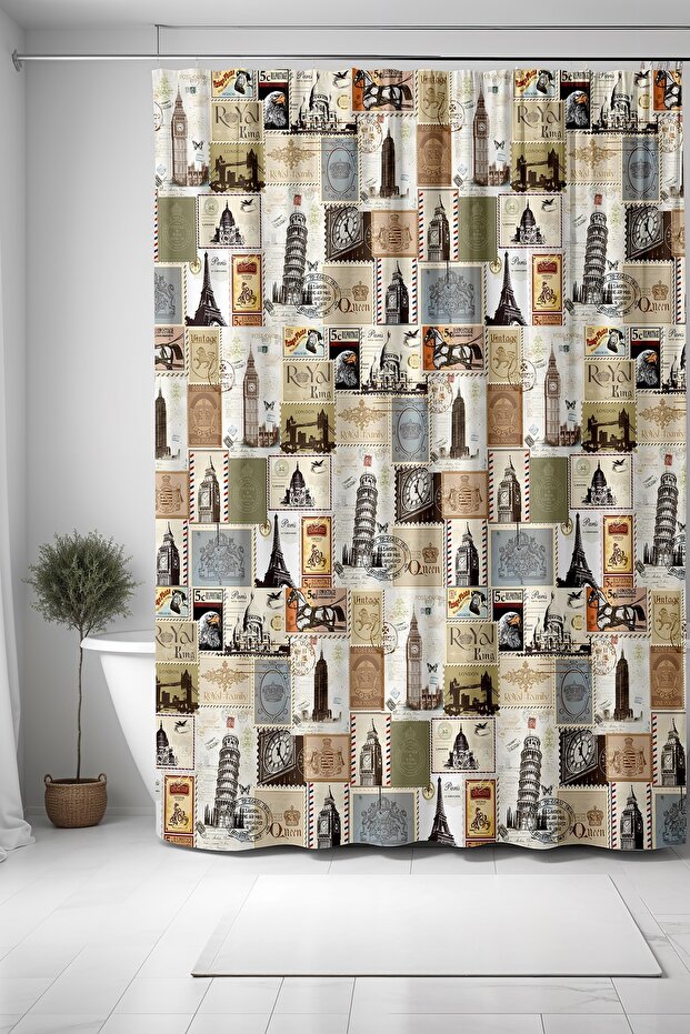 Bathroom Curtain, Country Sequins Pattern Shower Curtain, Bathtub Curtain 175X200Cm