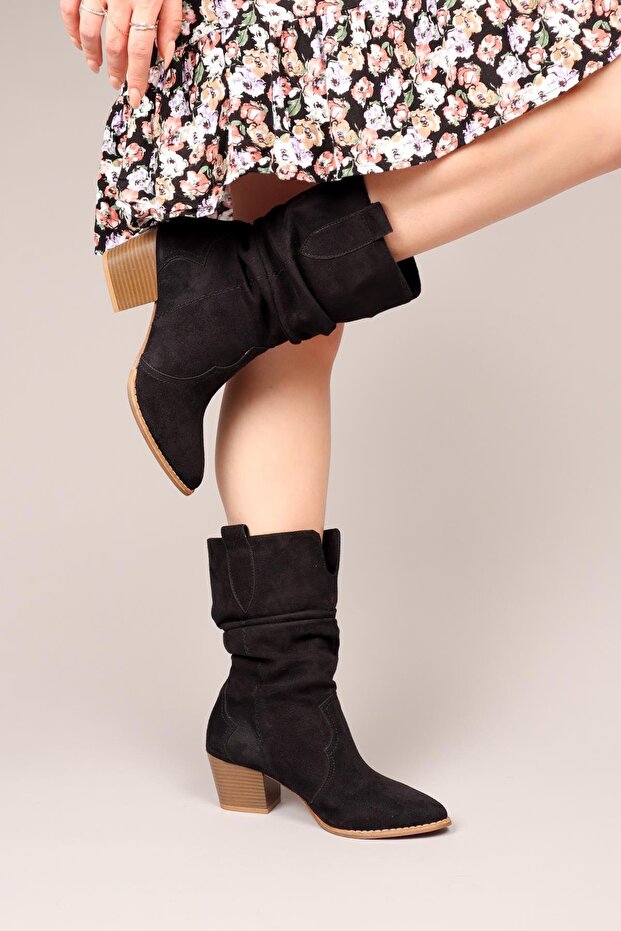 حذاء إيجل غربي برباط باللون الأسود - 5